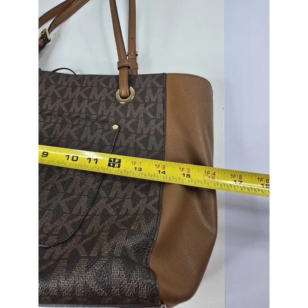 Michael‎ Kors Charlotte Signature Leather Large Brown Shoulder Bag Travel Beach